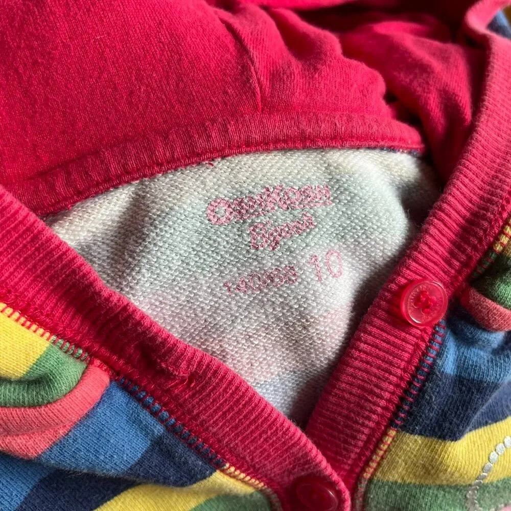 OshKosh rainbow stripe hooded dress 10